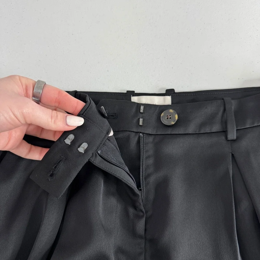 J.Crew Collection High Rise Wide‎ Leg Satin Crepe Pants Womens 12 Black Trousers